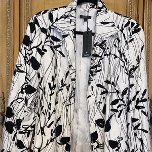 Zanella Womens Size 12 NWT! Abstract Floral Black&White Blazer Made in Italy!